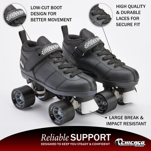 Vista 4 de Chicago Skates Bullet Speed Roller Skates – Adjustable Quad Roller Skates Women Men