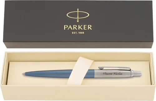 Vista 7 de Parker Jotter - Bolígrafo de acero inoxidable con borde cromado, grabado personalizado: graduación, nuevo trabajo, promoción u regalo de oficina