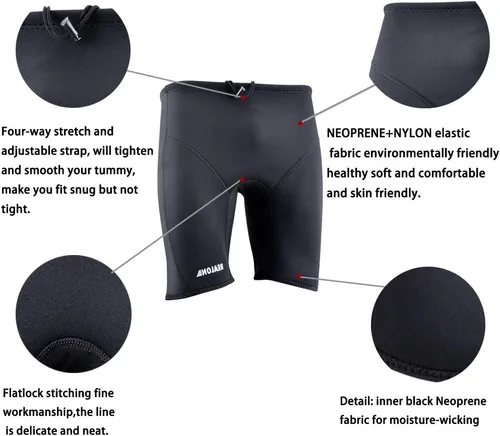 Vista 9 de REALON Wetsuit Shorts Neoprene Men 3mm Buoyancy Swim Pants Adult Women Sweat Wet Suit Trunks Jammers Keep Warm Water Sport Aerobics for Swimming