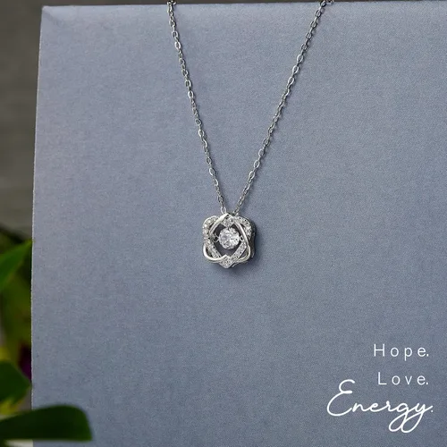 Vista 2 de Collar de plata de ley con 2 corazones entrelazados, regalo de madrina femenina para ahijada, bautismo, primera confirmación, Pascua, graduación