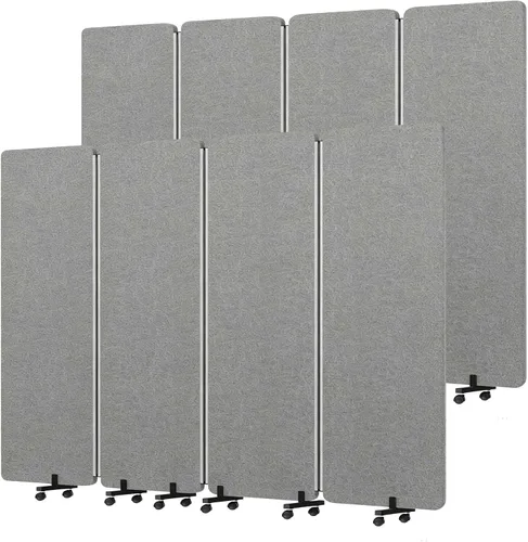 Vista 21 de Divisor de ambientes insonorizado, panel de privacidad con ruedas, divisor de pared de 4 paneles (marco de aluminio) para división de habitaciones