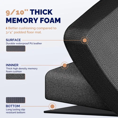 Vista 5 de FEATOL Tapete antifatiga para estar de pie, 9/10 extra grueso, ergonómico, de pie, cómodo tapete de espuma viscoelástica para estar de pie en casa