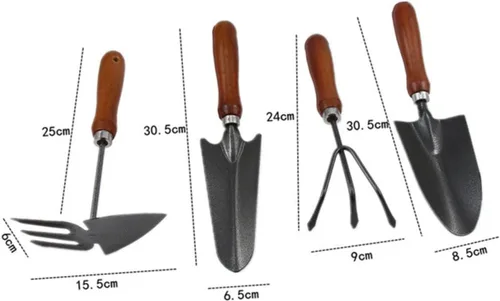 Vista 3 de UKCOCO 1set Mini Stoving Varnish Shovel Set Durable Iron Spade Planting Tool with Handle for Gardening for Transplanting and Cultivating Flowers 4pcs