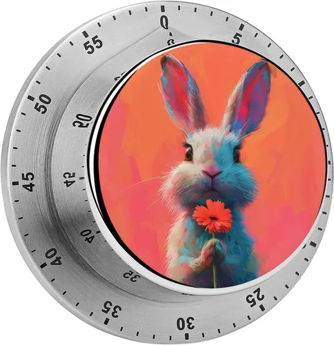 Vista 20 de Watercolor Easter Day Kitchen Timers for Cooking Cartoon Bunny Chef Cooking Timer Clock with Loud Alarm No Batteries Required Mechanical Desk Timer
