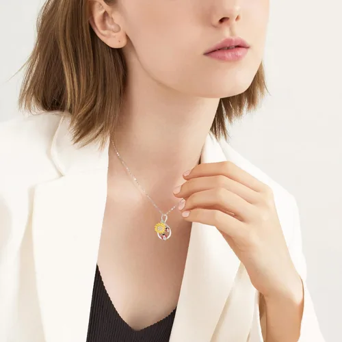Vista 3 de Dreamboat Sunflower Necklace for Women 925 Sterling Silver You Are My Sunshine Crystal Necklace Flowers Jewelry Christmas Gifts for Wife Daughter