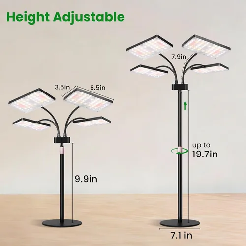 Vista 6 de LBW Luz de crecimiento de escritorio para plantas de interior, lámpara de escritorio de espectro completo con 4 cuellos de cisne ajustables, amplia