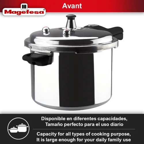 Vista 5 de MAGEFESA Avant - Olla a presión de aluminio de 6.2 cuartos de galón, compatible con estufas de gas, eléctricas y cerámicas, olla a presión