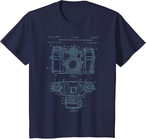 Vista 30 de Fotografía amante regalo cámara vintage esquema camiseta Negro
