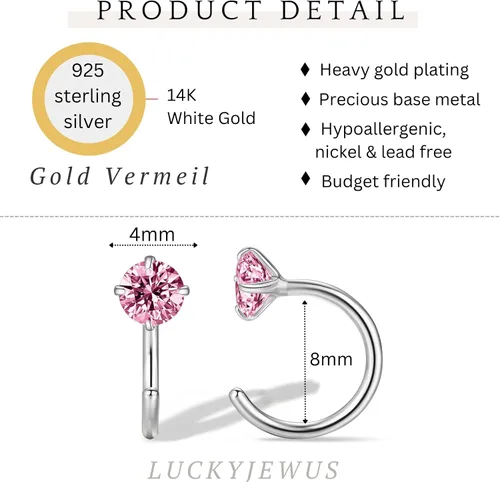 Vista 29 de Aretes pequeños de plata de ley 925 para mujer