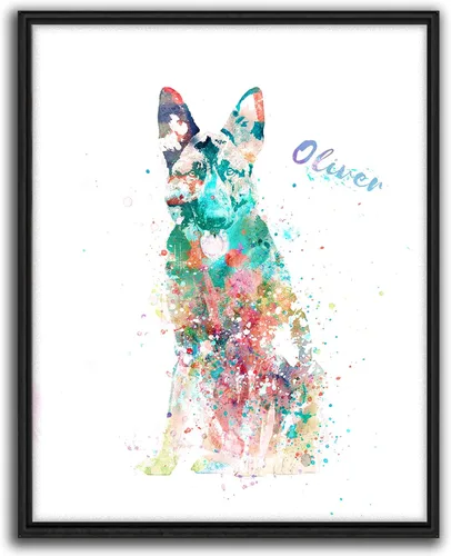 Vista 11 de Personal-Prints Regalo de arte personalizado para pared de perro, impresión artística moderna personalizada única de estilo acuarela La raza