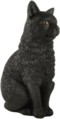 Vista 4 de JFSM INC. Figura pintada a mano de gato negro sentado – Estatua de gato de resina de 5 pulgadas, relleno de calcetín navideño, regalos para amantes