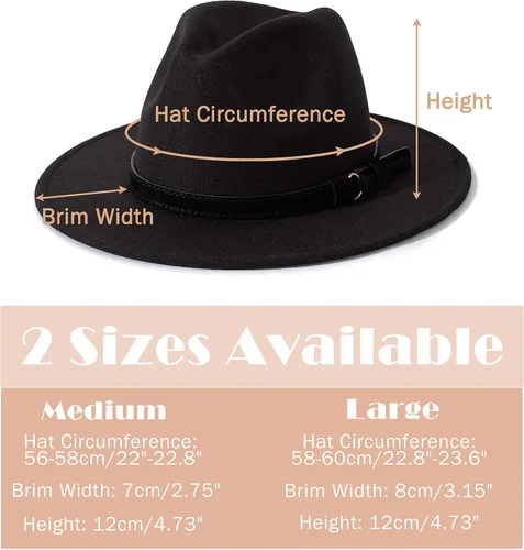 Vista 4 de Lisianthus - Sombrero Fedora, de ala amplia, con hebilla de cinturón, para hombre y mujer