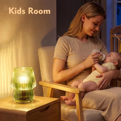 Vista 5 de Pequeña Lámpara de Mesa Operada con Pilas con Temporizador, Pequeña Lámpara de Mesa de Vidrio Inalámbrica para Decoración del Hogar, Cocina, Baño