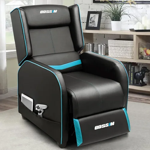 Vista 8 de BOSSIN Silla Reclinable Gaming para Adultos 400lbs Estilo Racing Sofá Grande y Alto Asiento Reclinable de Cuero PU, Lounge Ergonómico Moderno Cómodo