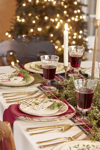 Vista 5 de Lenox 894963 Juego de vajilla de 12 piezas Holiday Plaid, rojo y verde, Navidad, para recibir invitados