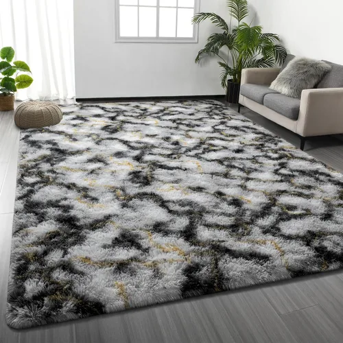 Vista 13 de Deerhoo Alfombra de Área Shag, 4 X 6 Alfombras de Felpa Suaves para Sala de Estar, Alfombra Ultra Suave Esponjosa y Peluda para Dormitorio, Alfombra