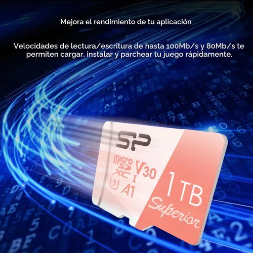 Vista 5 de SP Silicon Power 1TB Micro SD Card U3 Compatible con Nintendo-Switch, Tarjeta de Memoria MicroSD SDXC microsdxc de Alta Velocidad con Adaptador