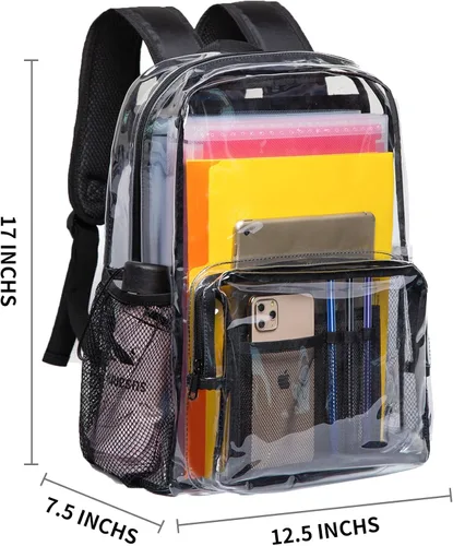 Vista 2 de Vorspack Mochila transparente de PVC resistente con correa reforzada para el lugar de trabajo universitario