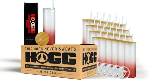 Vista 8 de Hogg Caja de vaso delgada sublimable de vidrio transparente de 20 onzas (paquete de 25) para bricolaje, personalizable, añade logotipo, vinilo