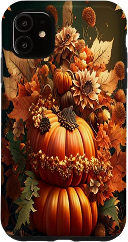 Vista 8 de iPhone 16 Vintage hojas caídas otoño calabaza especia feliz otoño caso