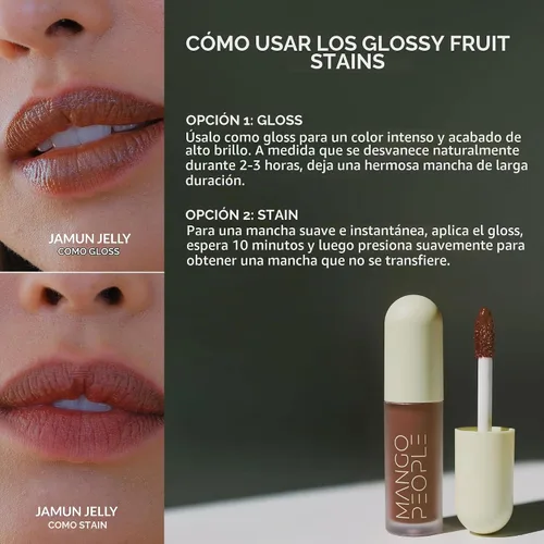 Vista 5 de Mango People Tinte labial brillante hidratante, tinte de larga duración Jalea de Jamun