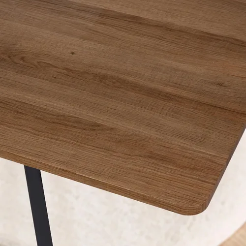 Vista 5 de Mesa de comedor rectangular de 71 pulgadas para 6 y 8 pulgadas, mesa de cocina de madera moderna de mediados de siglo con patas cruzadas de metal