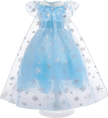 Vista 3 de TSIZFXI Elsa - Vestidos de princesa para niñas, fiesta de cumpleaños con accesorios de 3 a 8 años