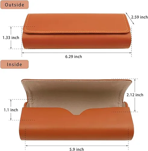 Vista 2 de Estuche rígido unisex para lentes de sol, 1 funda de piel sintética ligera para lentes de sol Café