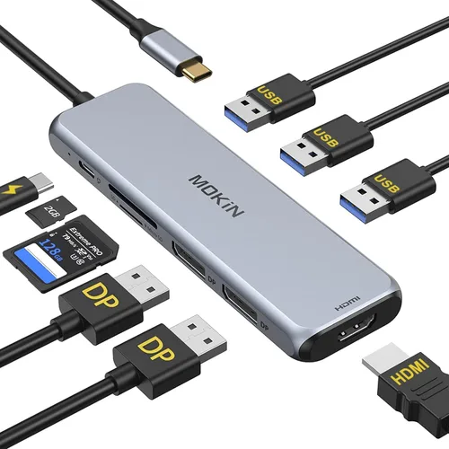 Vista 12 de MOKiN USB C Multipuerto Adaptador Hub para MacBook Pro/Air con Thunderbolt3 Hub
