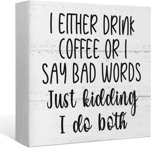 Vista 10 de Letrero de madera con texto en inglés «The Coffee and Tea Bar Love is Brewing», decoración de escritorio de madera rústica para el hogar, cocina