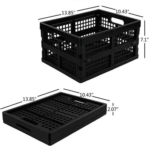 Vista 2 de Morcte Paquete de 3 cajas de almacenamiento plegables de plástico de 15 L, caja de almacenamiento plegable, color negro