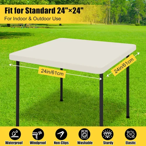 Vista 6 de Smiry - Mantel rectangular de vinilo con respaldo de franela elástica ajustada para mesas plegables de 2 pies, manteles impermeables y lavables