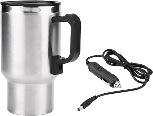 Vista 8 de Taza de calefacción para automóvil, taza de viaje de acero inoxidable de 12 V 15.2 fl oz con encendedor de cigarrillos, taza de café de viaje