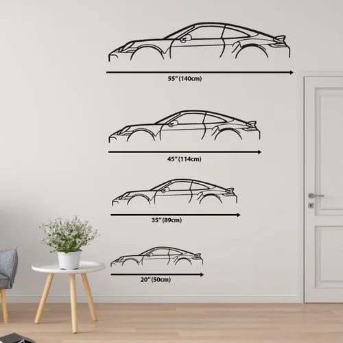 Vista 7 de DecoSoul Arte de Pared de Metal con Silueta de Coche 911, Coche Deportivo, Decoración de Línea de Silueta Automotriz, Cueva de Hombre, Regalo