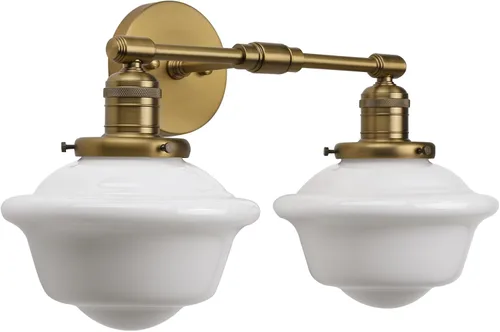 Vista 10 de Pathson 2-Lights Milk White Glass Wall Sconce Lights, Modern Classic Wall Vanity Lighting for Living Room Bathroom Bedroom