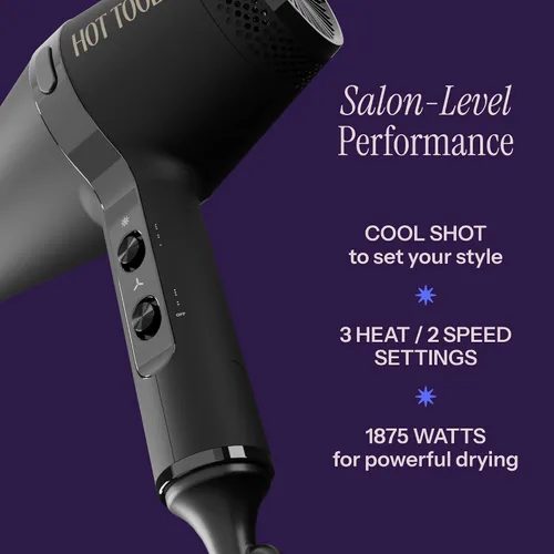 Vista 5 de HOT Tools Pro Artist Black Gold Infrared Ionic™ Salon Dryer Secado rápido, peinado y resultados suaves (negro)