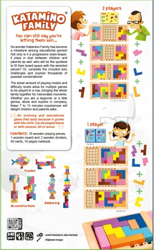 Vista 2 de Katamino Family Juego de rompecabezas de madera para niños y padres Juegos de mesa educativos para niños pequeños y niños de todos los niveles