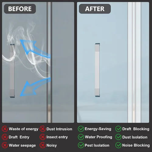 Vista 5 de Sello de silicona para puerta, tira de sellado mejorada 2026 para huecos de ventanas, diseño adhesivo fuerte de doble cara, tira de sellado