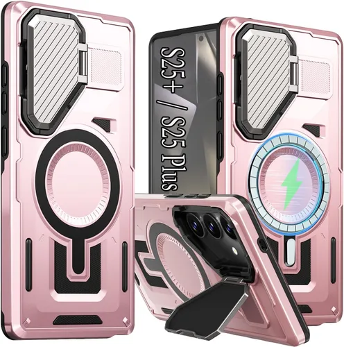 Vista 25 de para Galaxy S24 Plus Funda Magnética, Funda Resistente y Rugosa con Protección contra Caídas [Compatible con Carga Inalámbrica Rápida] Funda