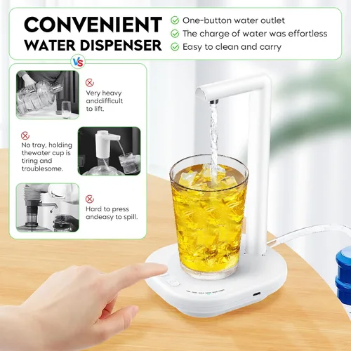Vista 5 de Dispensador de agua de escritorio para botellas, bomba automática de jarra de 5 galones, dispensador eléctrico extraíble portátil para mesa, mesita