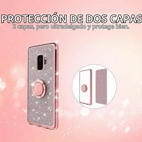 Vista 8 de Funda para Samsung Galaxy S9, Galaxy S9 para mujer, con purpurina, suave, elegante, transparente, TPU de lujo, linda funda protectora con correa