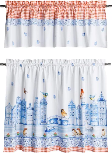 Vista 47 de Maison d' Hermine Juego de cortinas de cocina para ventanas, juego de cortinas de cocina 100% algodón, cenefas para el hogar [2 niveles