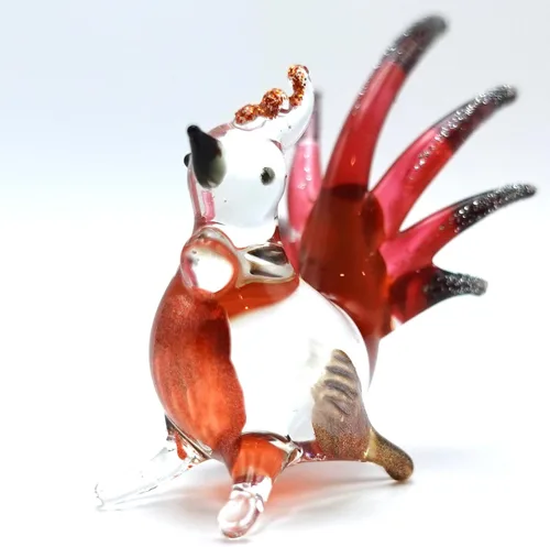 Vista 6 de Figuras en miniatura de pollo/gallina animales soplados a mano, arte de vidrio coleccionable, regalo coleccionable para decorar el hogar