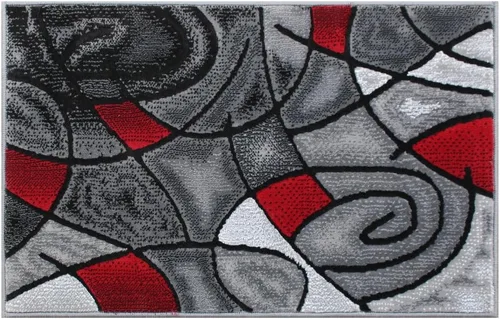 Vista 24 de Masada Rugs, Alfombra moderna y contemporánea, azul, gris y negro (2 pies x 3 pies)