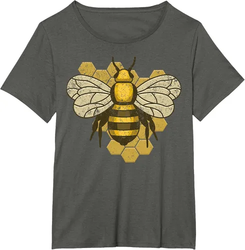 Vista 82 de Retro Beekeeper Beekeeper Honey Bumblebee Vintage Saves Bees T-Shirt Asphalt Grey