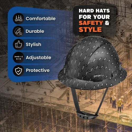 Vista 2 de Casco duro para trabajos de construcción aprobado por la OSHA, de ala completa, aprobado como seguro, con diseño personalizado de fibra de carbono