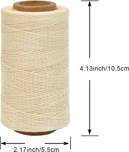 Vista 2 de Hilo encerado, 284 yardas, 150D 0.031 in de cuero, hilo encerado para reparación de zapatos, encuadernación, cuero, manualidades, bricolaje (beige)