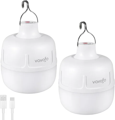 Vista 14 de VAVOFO Linterna LED de campamento de 20 W, recargable, luz de campamento de 1200 lúmenes, luz portátil de tienda de campaña de 3000 mAh, linterna