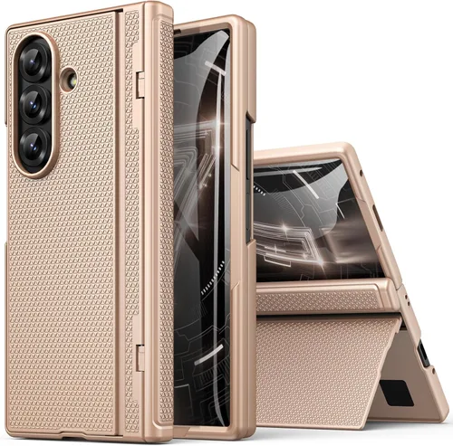 Vista 22 de BXYJY Funda para Samsung Galaxy Z Fold 7 con soporte, protector de pantalla frontal, protección de bisagra, delgada y resistente, cubierta dura