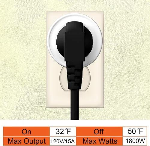 Vista 2 de Toma de corriente controlada termostáticamente: (2 piezas) se enciende automáticamente por debajo de 32 ℉, apagado por encima de 50 ℉, enchufe